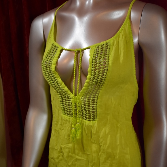 Hollister Lightweight Lime Green Macrame Tie Tank - Picture 2 of 7